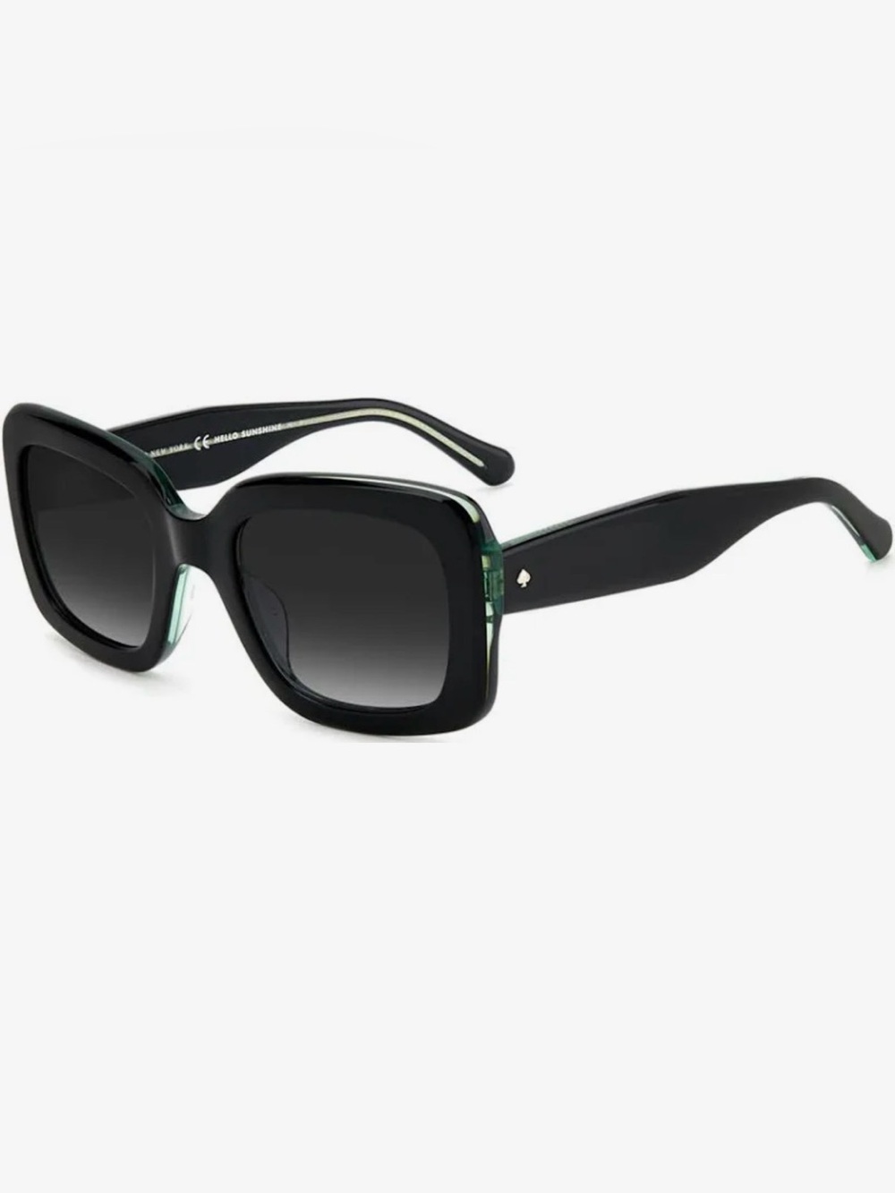 kate spade Bellamys Square Black Sunglasses with Subtle Green Accents